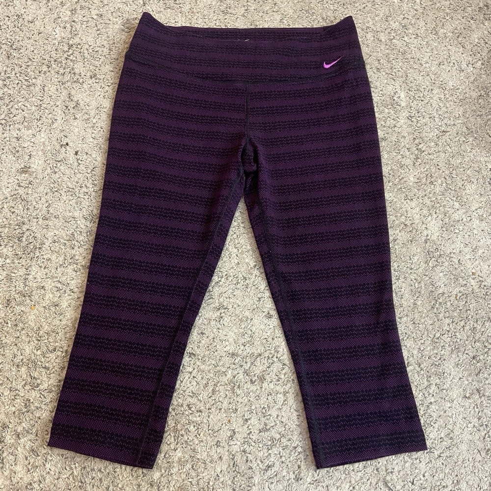 WOMENS NIKE Dri-fit Large LEGENDARY TIGHT FIT ZIG DOT PURPLE PLUM BLACK CAPRIS